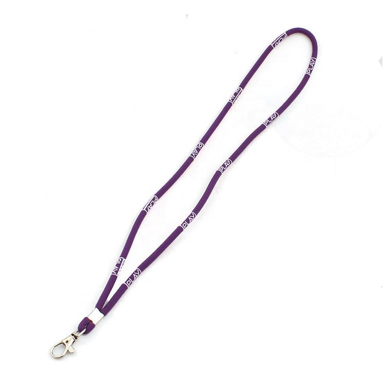 Free Sample Silkscreen Logo Id Cards Badge Nylon Straps Round Cord Lanyard With Logo Custom