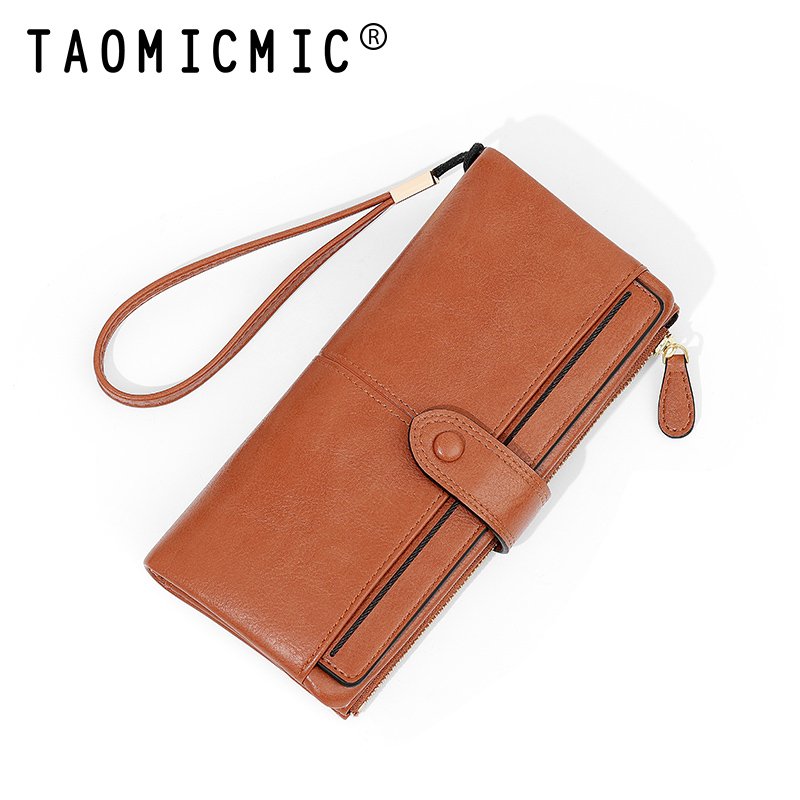 TAOMICMIC Cross-border retro and simple women long change wallet and handy purse with high texture and practical function