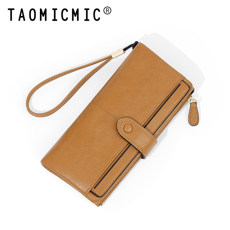 TAOMICMIC Cross-border retro and simple women long change wallet and handy purse with high texture and practical function