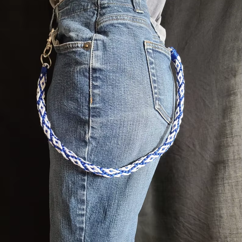 Wallet Chain, Blue and White for ID Card Badge Holder, Camera, Wallet and Keys