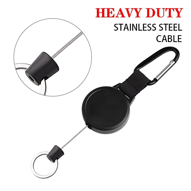 Custom EDC Heavy-Duty Retractable Keychain Ring Set Retractable Badges Reel Clip With Steel Wire Rope Key Holder key chain