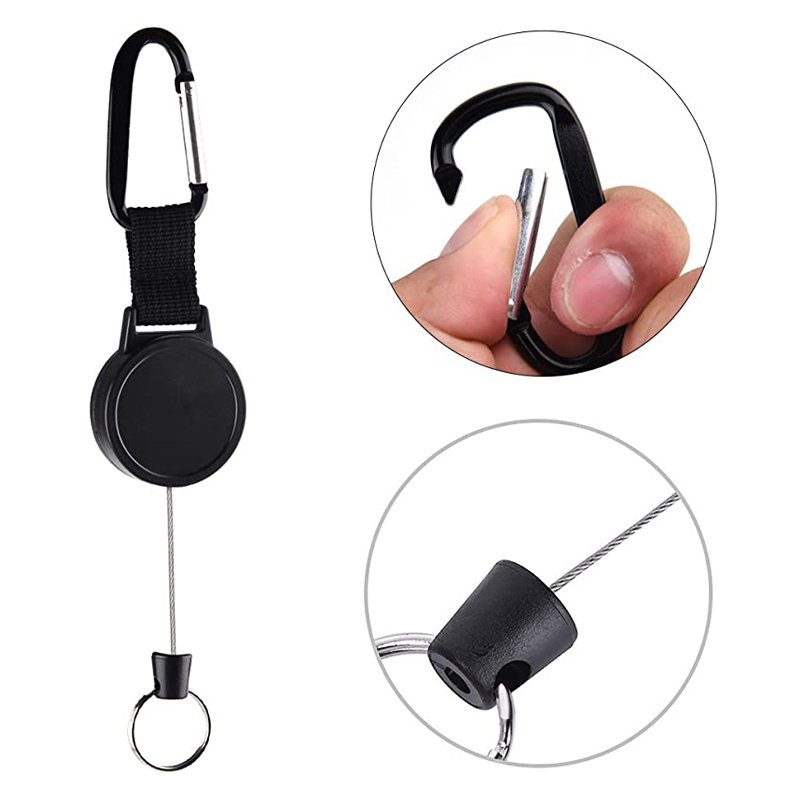 Custom EDC Heavy-Duty Retractable Keychain Ring Set Retractable Badges Reel Clip With Steel Wire Rope Key Holder key chain