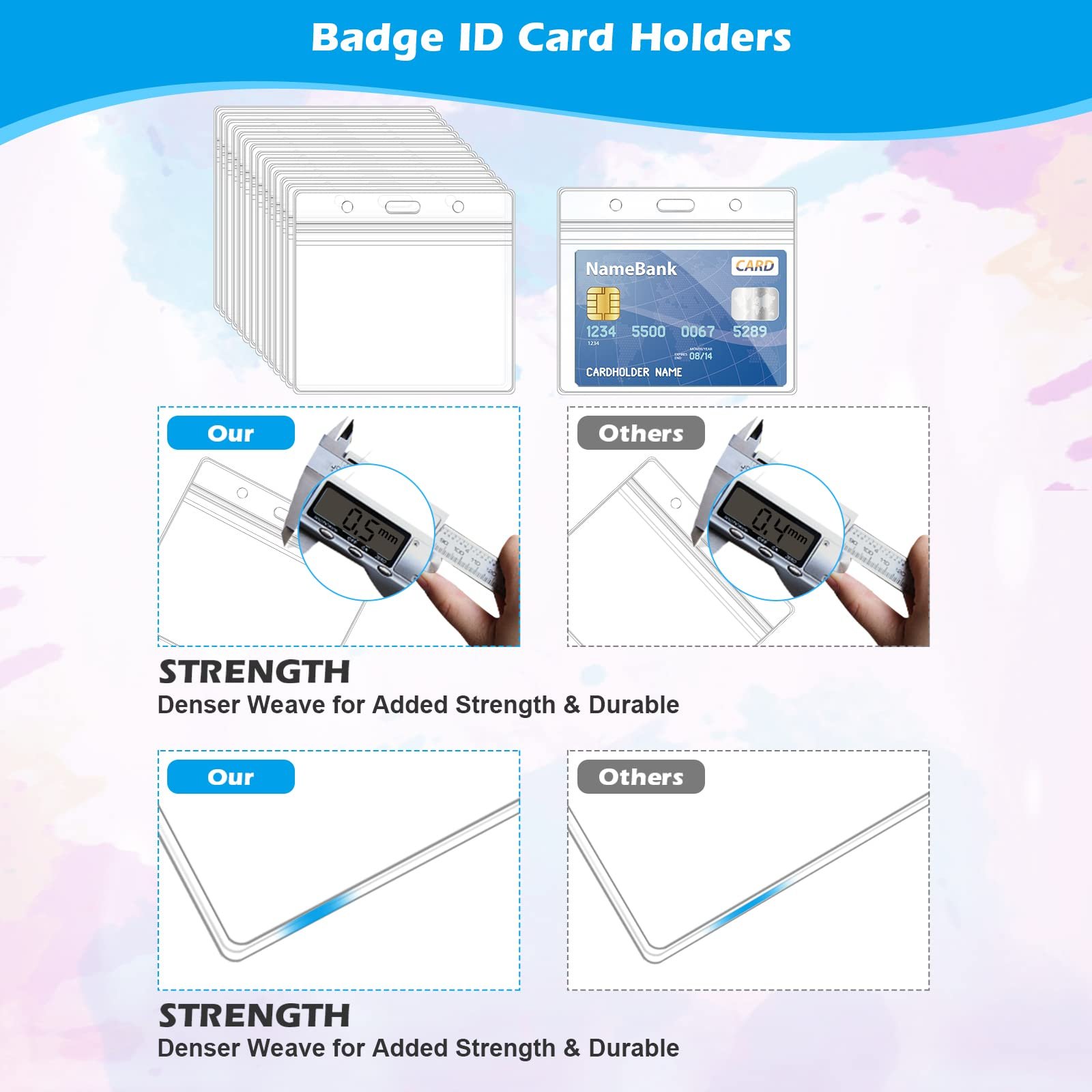 Ready Stock High Quality Transparent Pvc Horizontal Id Name Badge Holder