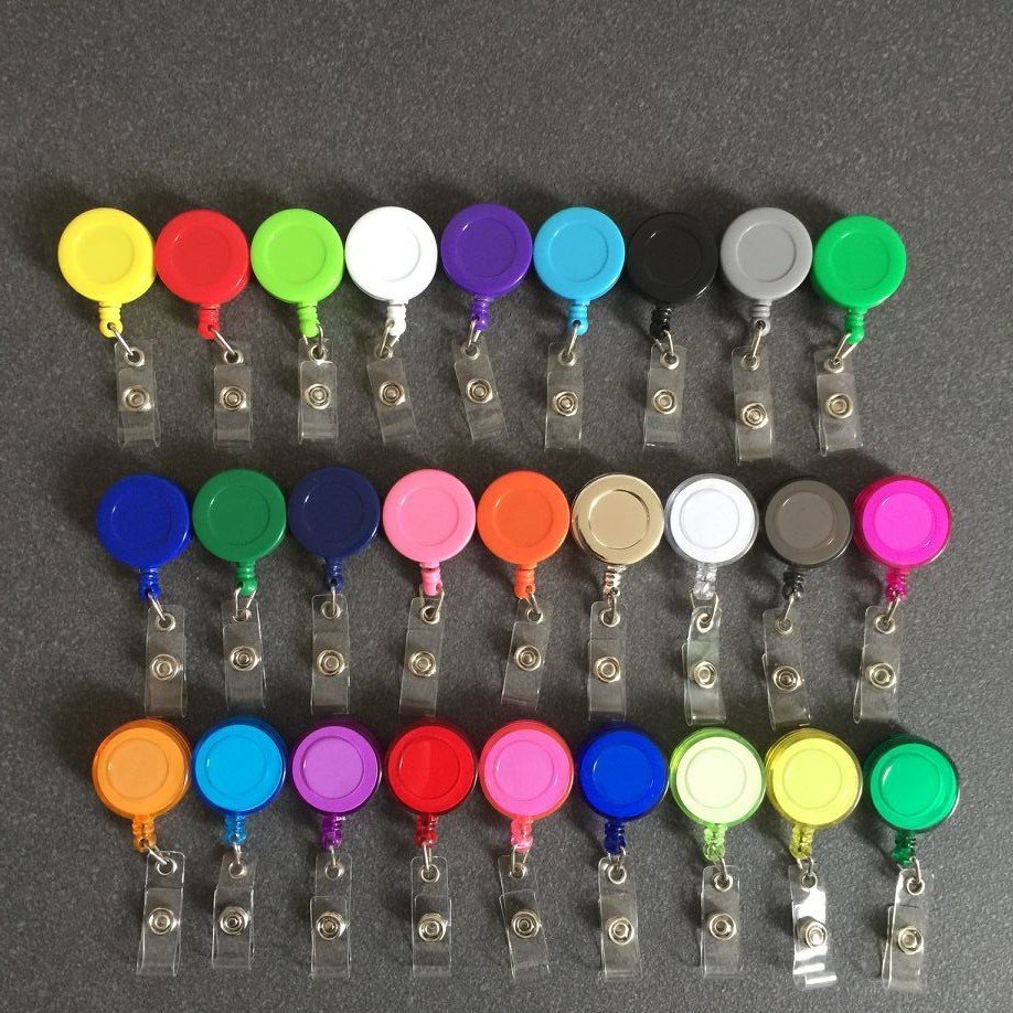 Z646 ID Card Badge Holder Reels with Clip Name Reel Round Office School Supplies Retractable Lanyard Badge Holder