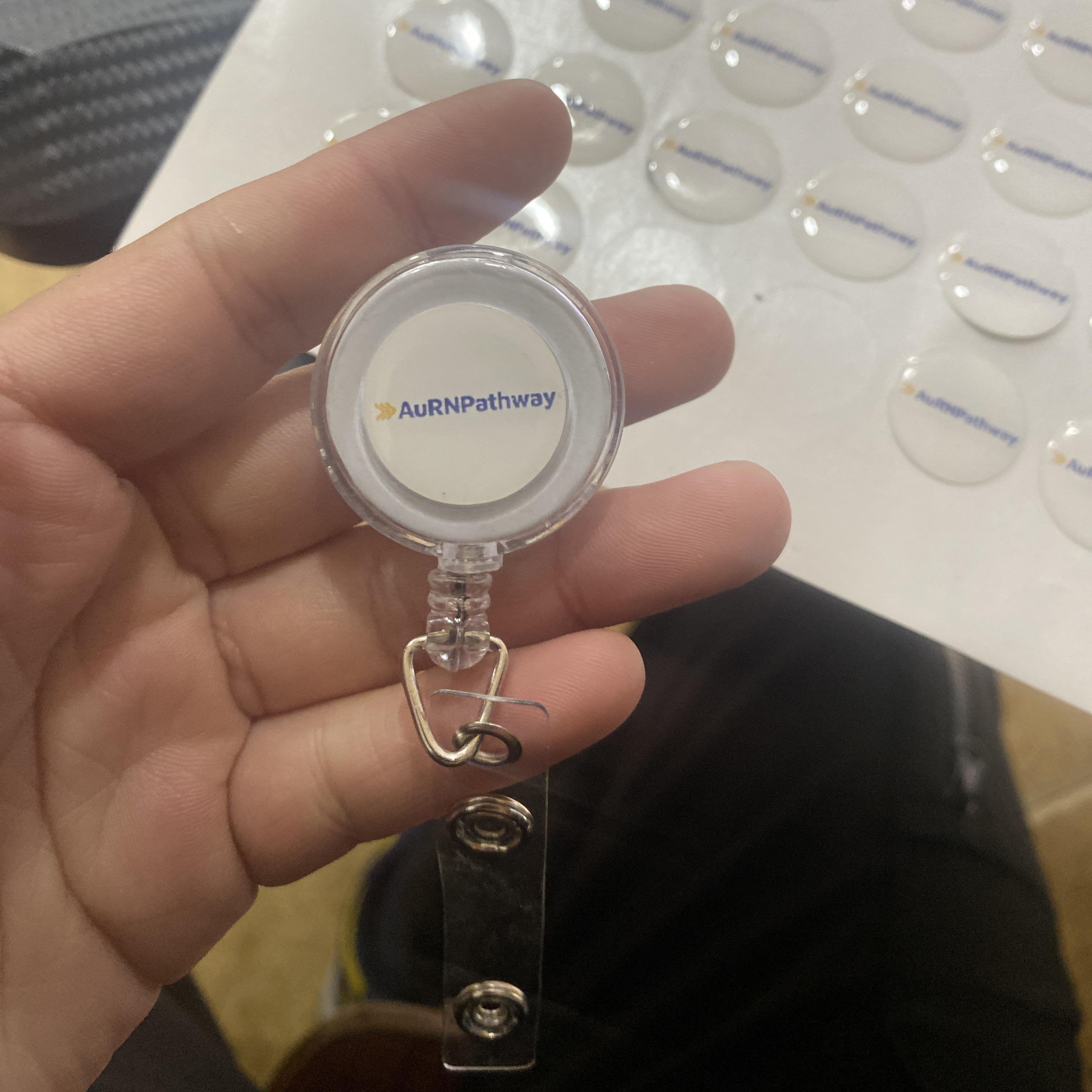 Z646 ID Card Badge Holder Reels with Clip Name Reel Round Office School Supplies Retractable Lanyard Badge Holder