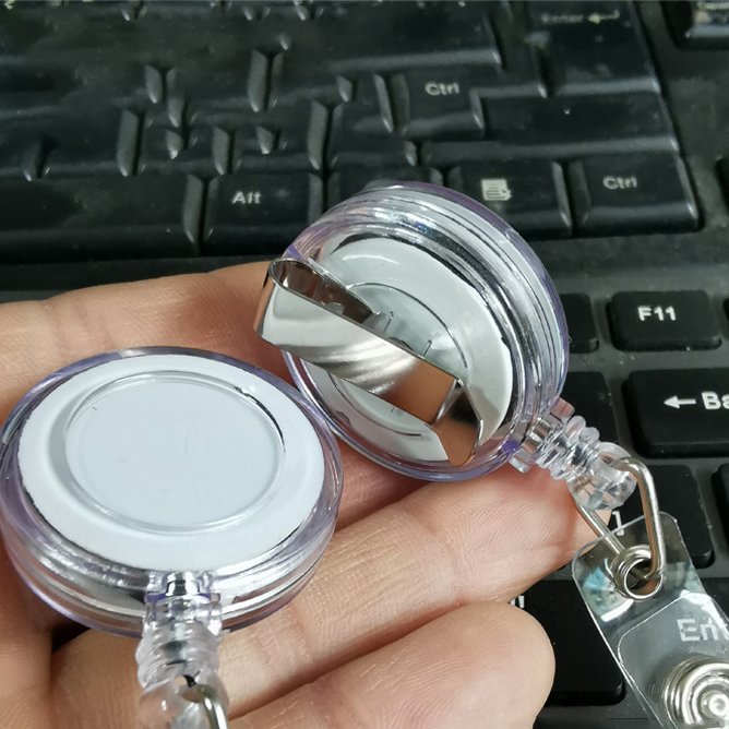 Z646 ID Card Badge Holder Reels with Clip Name Reel Round Office School Supplies Retractable Lanyard Badge Holder