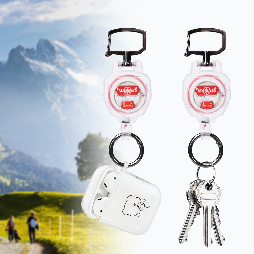 Multifunctional High Stretch Easy To Pull D Hook Stainless Steel Heavy Duty Metal Id Reractable Badge Holder With Carabine Reel