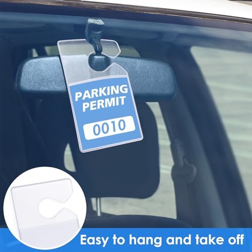Durable Clear Parking Permit Holder Vertical Parking Lot Pass Rear View Mirror Hanger