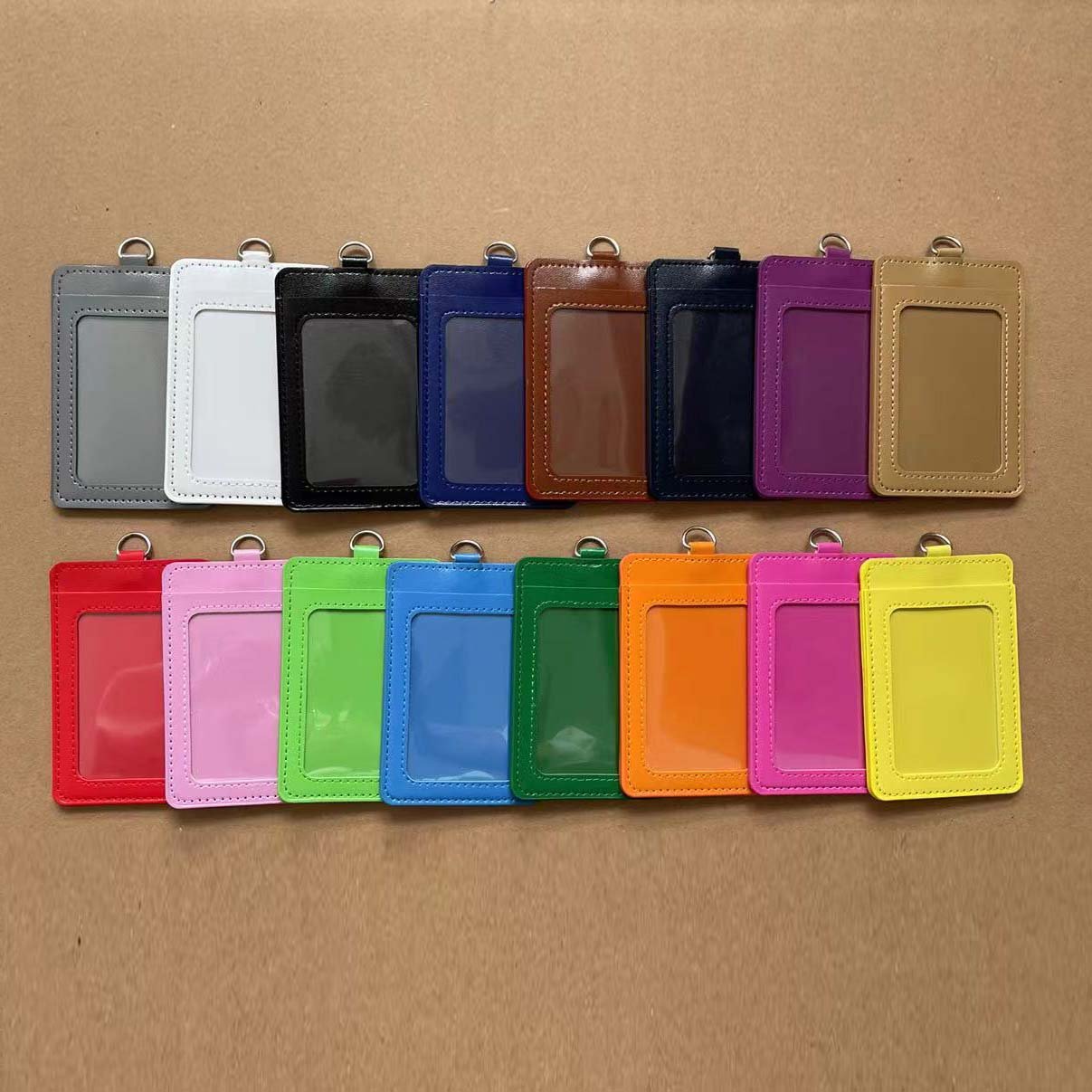 Promotional Wholesale Vertical Removable With 2 Credit Card Slots Pu Leather Id Badge Card holder