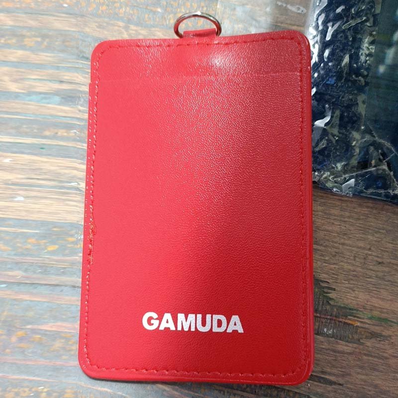 Promotional Wholesale Vertical Removable With 2 Credit Card Slots Pu Leather Id Badge Card holder