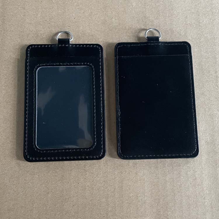 Promotional Wholesale Vertical Removable With 2 Credit Card Slots Pu Leather Id Badge Card holder