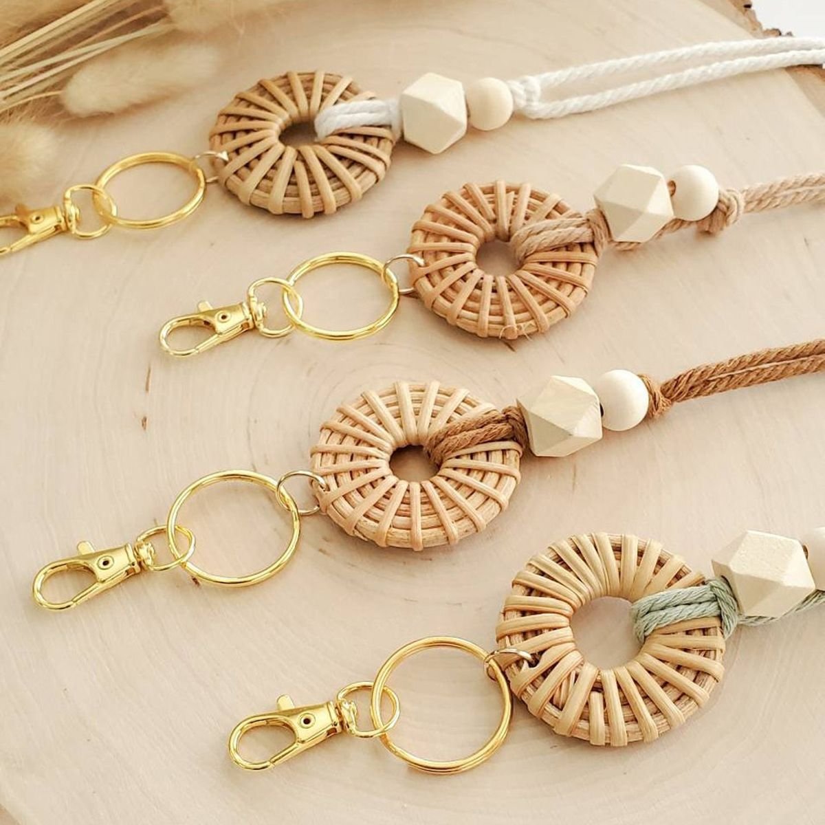 2024 Factory direct sales handmade silicone beads rattan decorative pendant badge work card lanyard