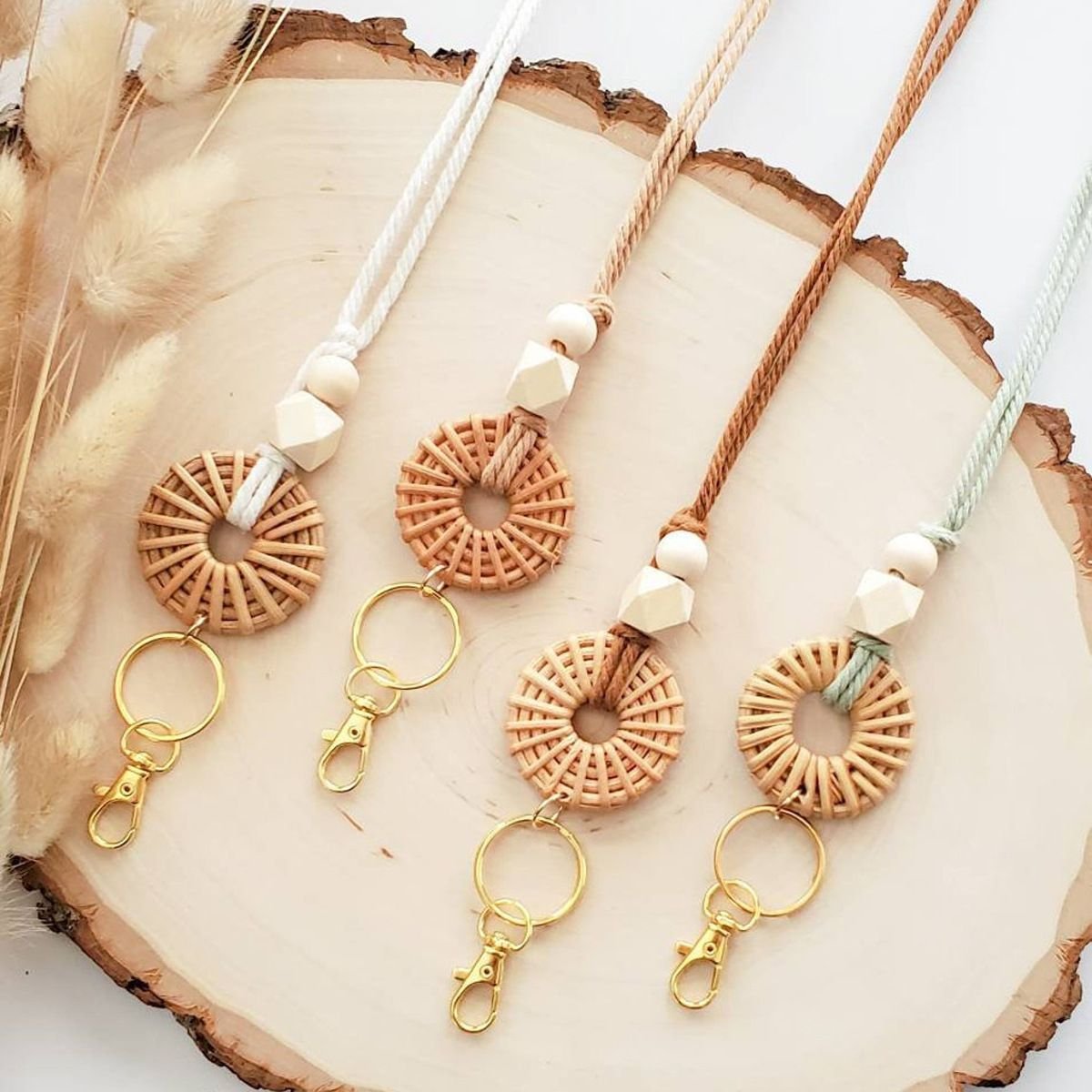 2024 Factory direct sales handmade silicone beads rattan decorative pendant badge work card lanyard