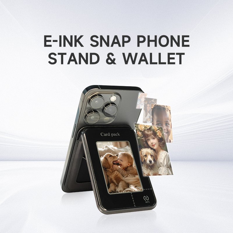 New Luxury Smart E ink screen Display Magnet NFC Wallet Slot ID credit card holder leather card Pack bags for iphones