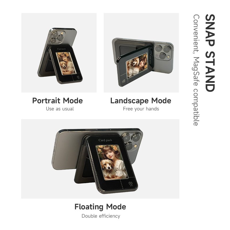 New Luxury Smart E ink screen Display Magnet NFC Wallet Slot ID credit card holder leather card Pack bags for iphones