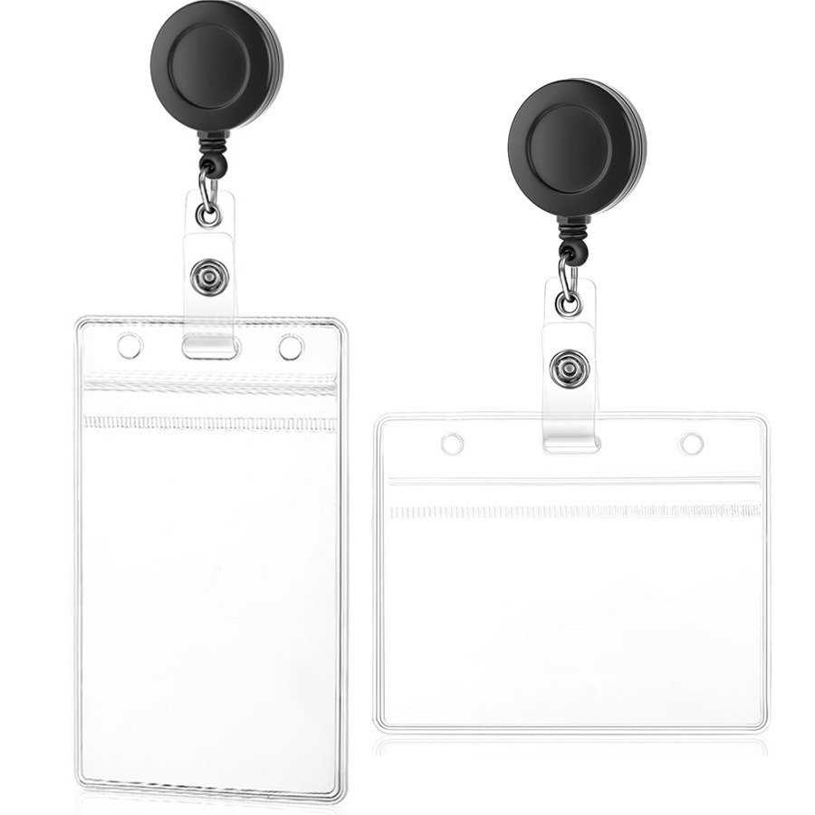 Custom Waterproof Soft PVC Plastic ID Work Card Holder Lanyard with Retractable Badge Reel for Office Staff & Nurses