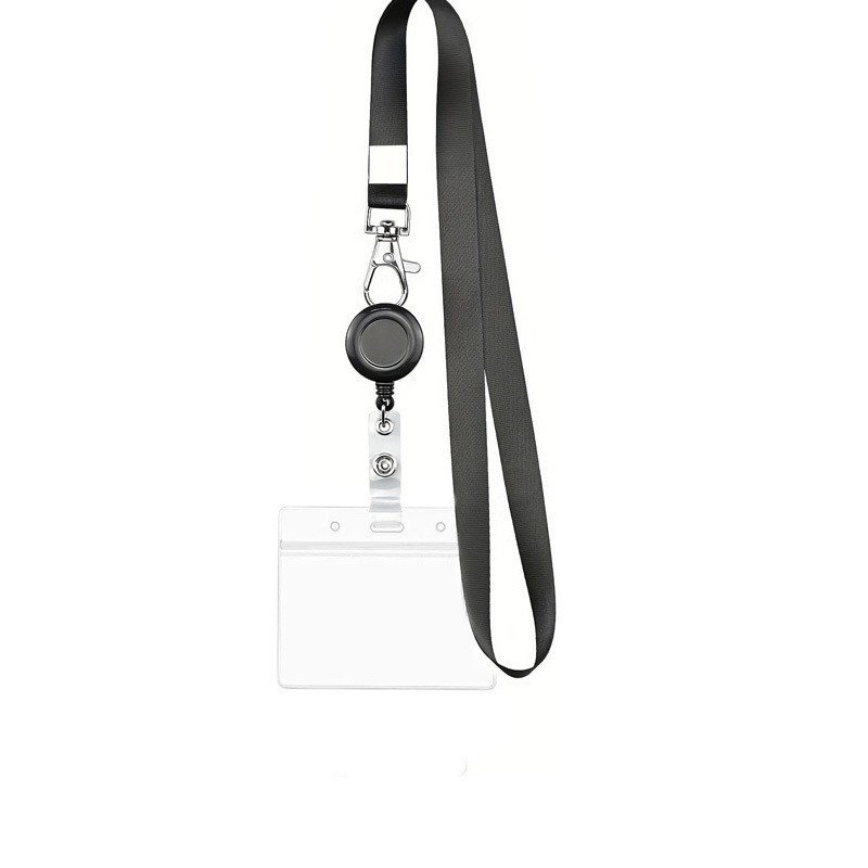 Custom Waterproof Soft PVC Plastic ID Work Card Holder Lanyard with Retractable Badge Reel for Office Staff & Nurses