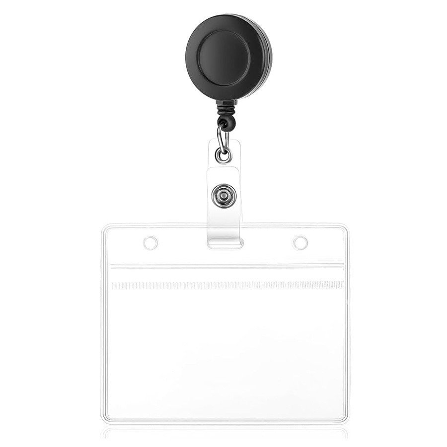 Custom Waterproof Soft PVC Plastic ID Work Card Holder Lanyard with Retractable Badge Reel for Office Staff & Nurses