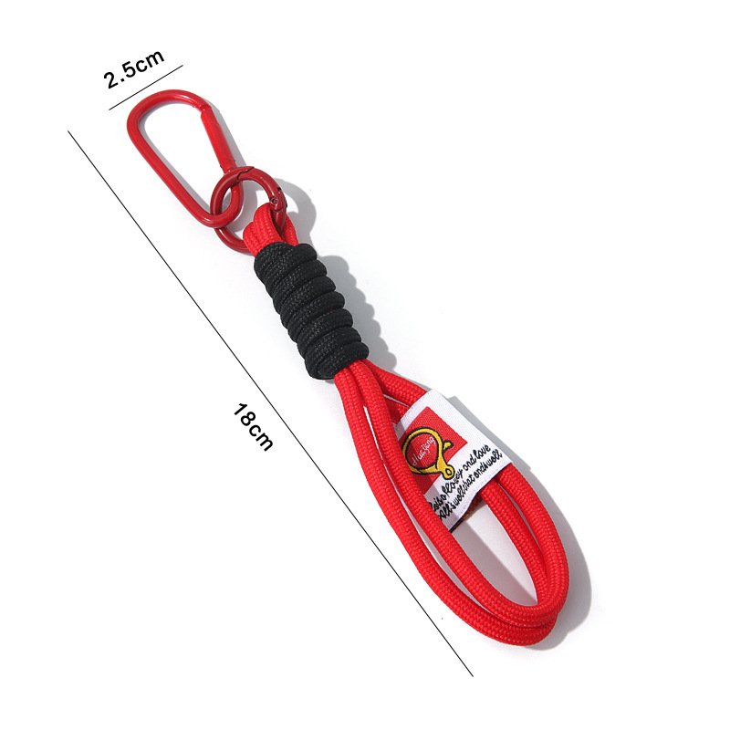 Customized logo Short Round Rope Key Lanyard Colorful Polyester Mobile Phone Strap 18cm Factory Supply Keychain with Carabiners