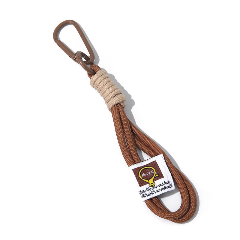 Customized logo Short Round Rope Key Lanyard Colorful Polyester Mobile Phone Strap 18cm Factory Supply Keychain with Carabiners