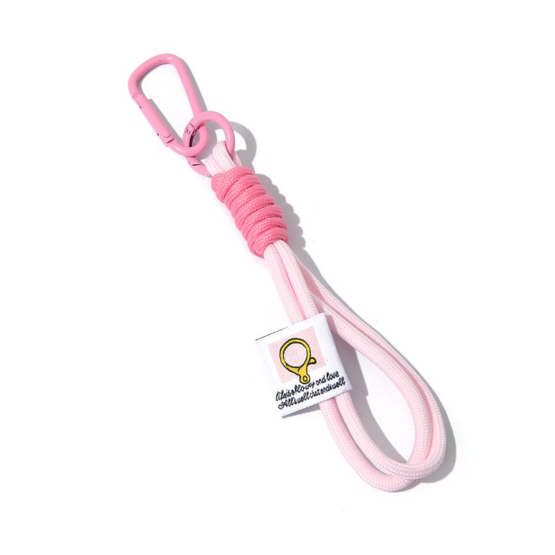 Customized logo Short Round Rope Key Lanyard Colorful Polyester Mobile Phone Strap 18cm Factory Supply Keychain with Carabiners