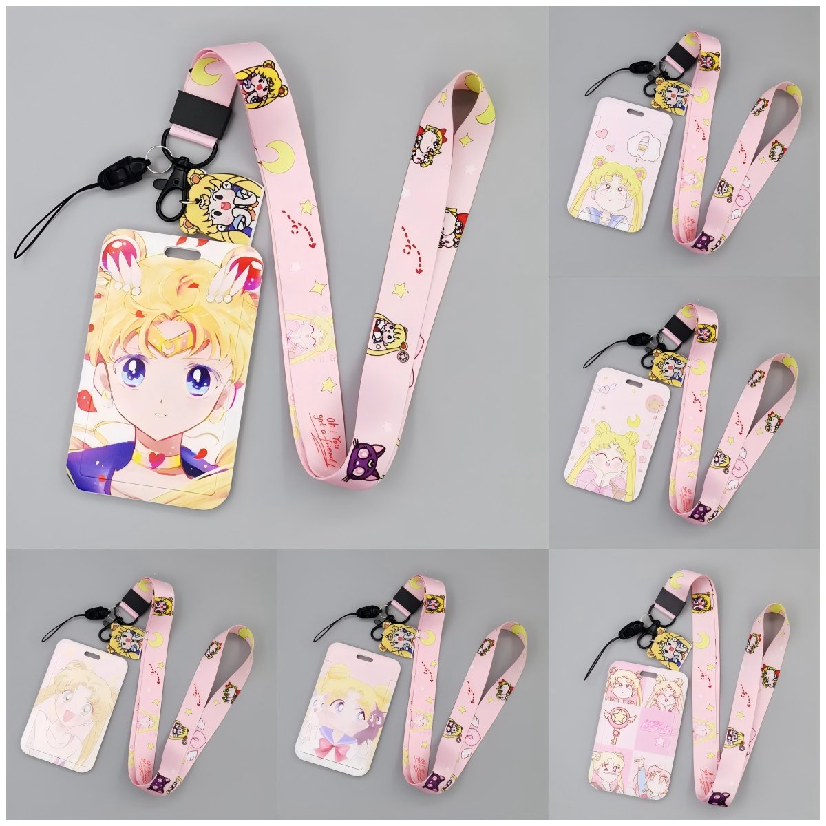 500 Styles Mix Anime Girls Cartoon id Card Holder with Lanyard DBZ Satoru Gojo Bus Card lanyard with id Card Badge Holder Custom