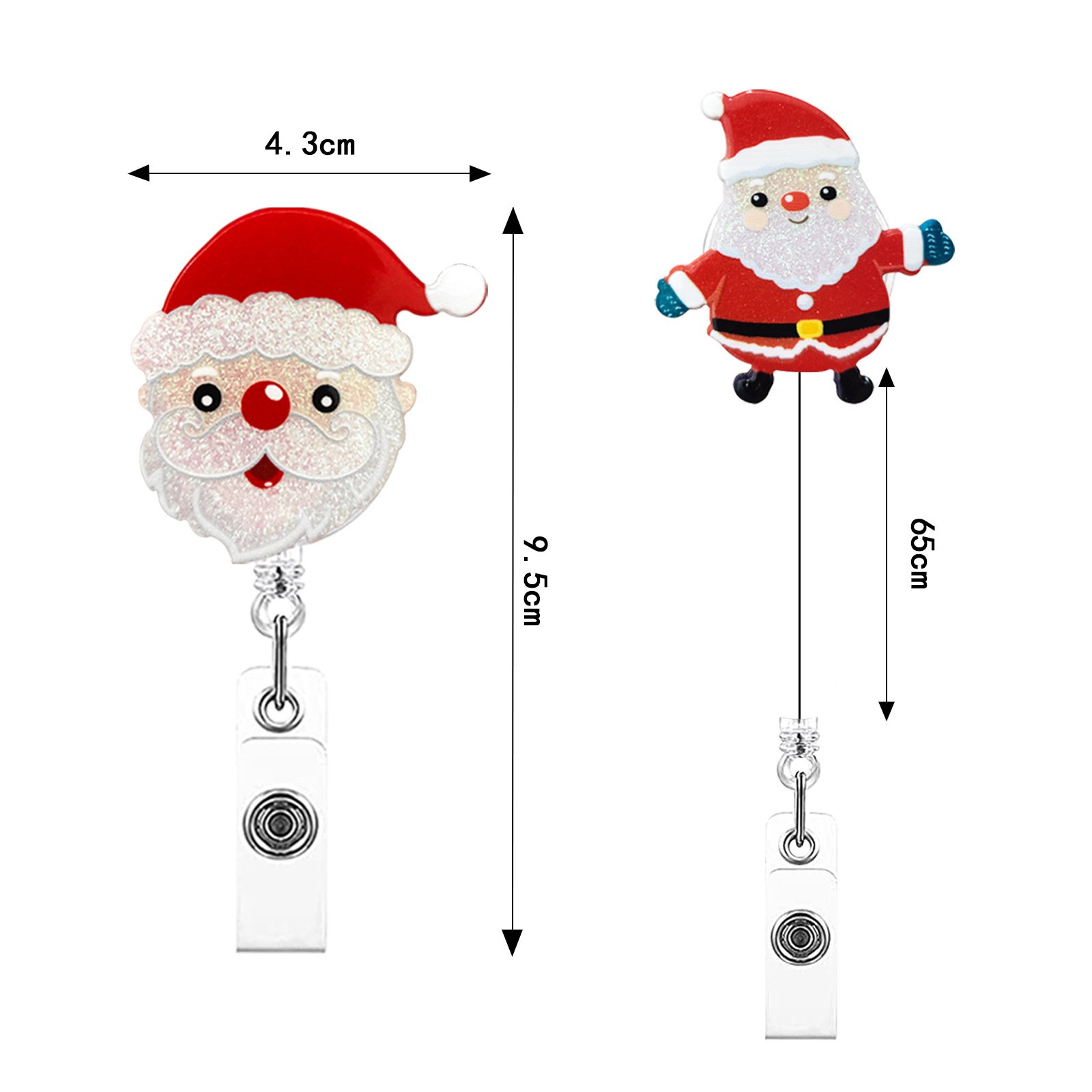 Cheap Plastic Glitter Christmas Badge Reel Clip Nurse Accessories Officer ID Card Holder Badge Holder Retractable Badge Reel