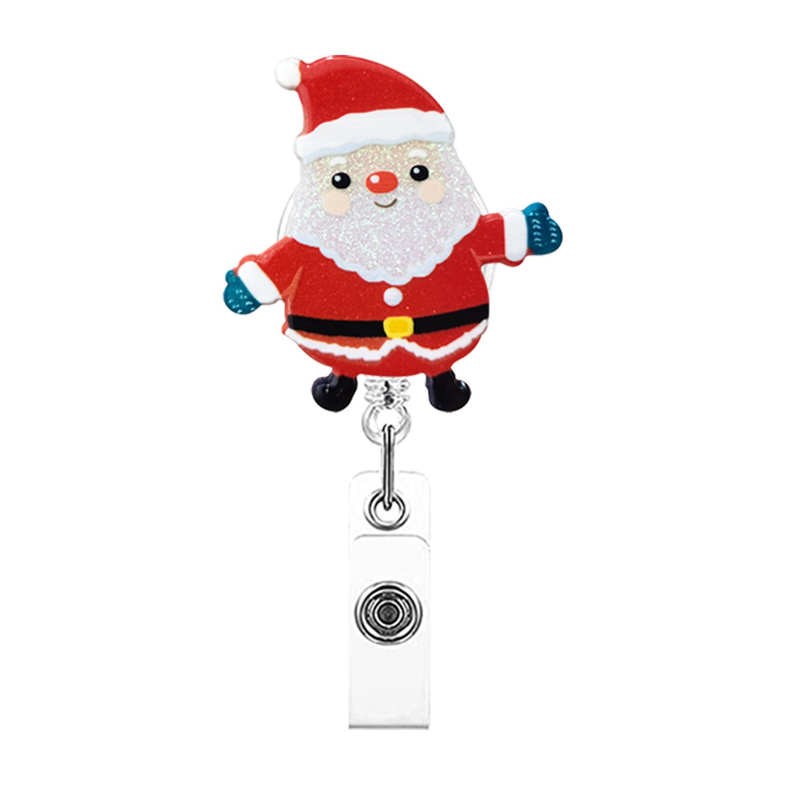 Cheap Plastic Glitter Christmas Badge Reel Clip Nurse Accessories Officer ID Card Holder Badge Holder Retractable Badge Reel
