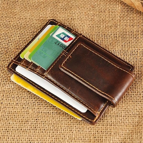 OEM/ODM Custom High Quality PU Leather Folding Credit & ID Card Holder for Men Business Badge Style