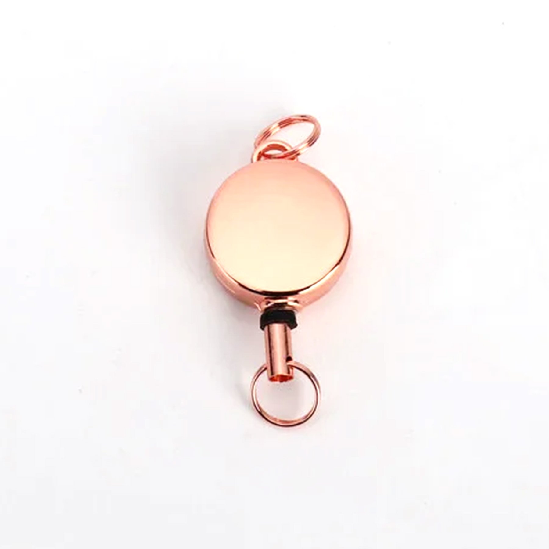 2CM Retractable Badge Holder Bright Gold Electroplated Telescopic Metal Badge Reel Retractable Keychain ID Card Holder