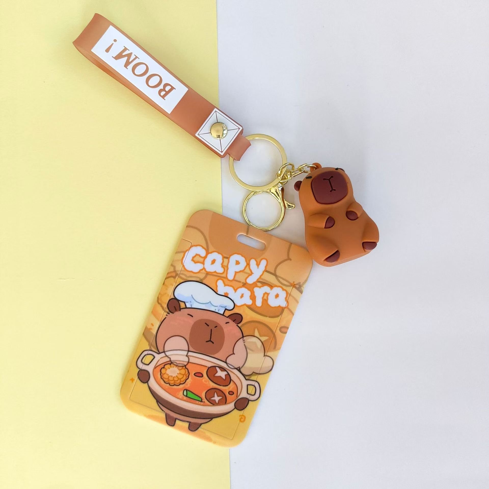 New Arrival Cartoon Cute Capybara Design Scalable Card Holder Portable Bag Pendant With Keychain Students Plastic Card Holder