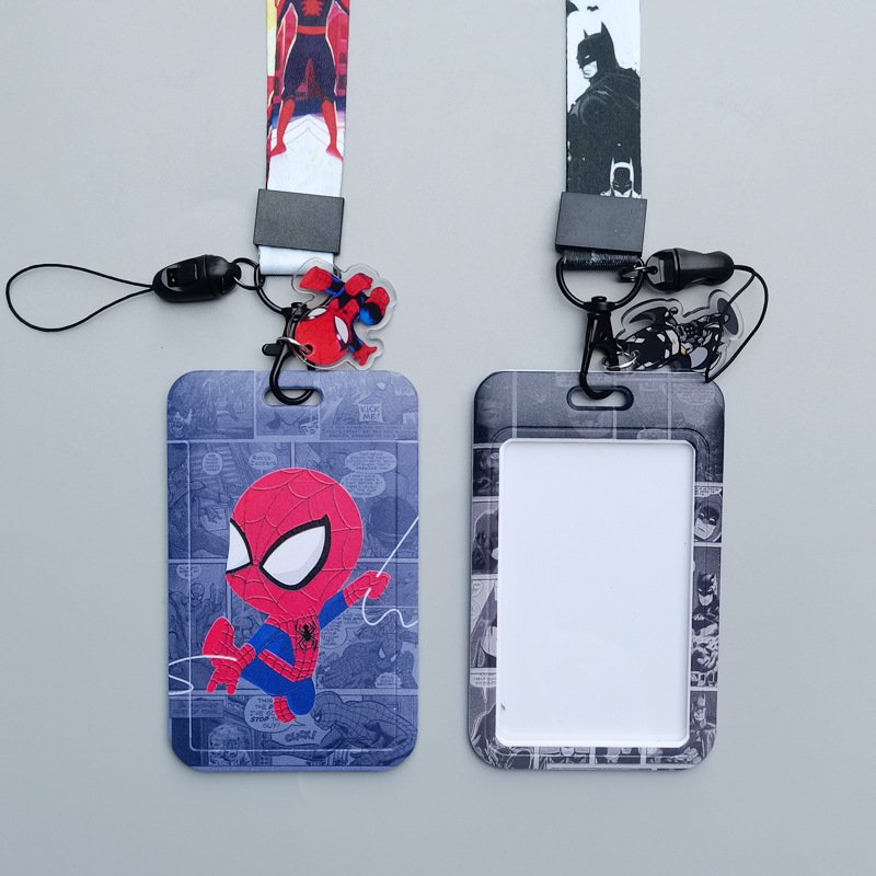 Hot Sale Neck Lanyard Cartoon Cool Marvel Captain Iron Spider Man Design Card Holder Case Student ID Badge Cover Accessories