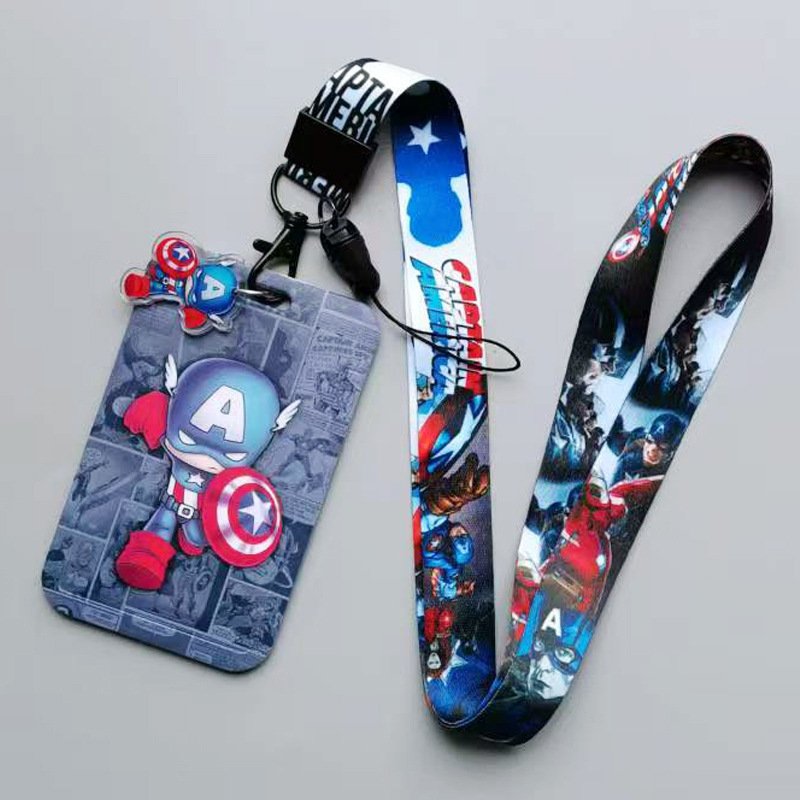 Hot Sale Neck Lanyard Cartoon Cool Marvel Captain Iron Spider Man Design Card Holder Case Student ID Badge Cover Accessories