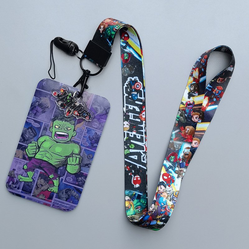Hot Sale Neck Lanyard Cartoon Cool Marvel Captain Iron Spider Man Design Card Holder Case Student ID Badge Cover Accessories