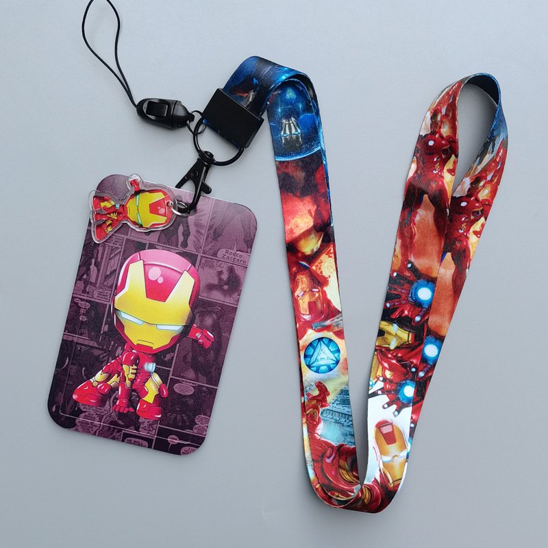 Hot Sale Neck Lanyard Cartoon Cool Marvel Captain Iron Spider Man Design Card Holder Case Student ID Badge Cover Accessories