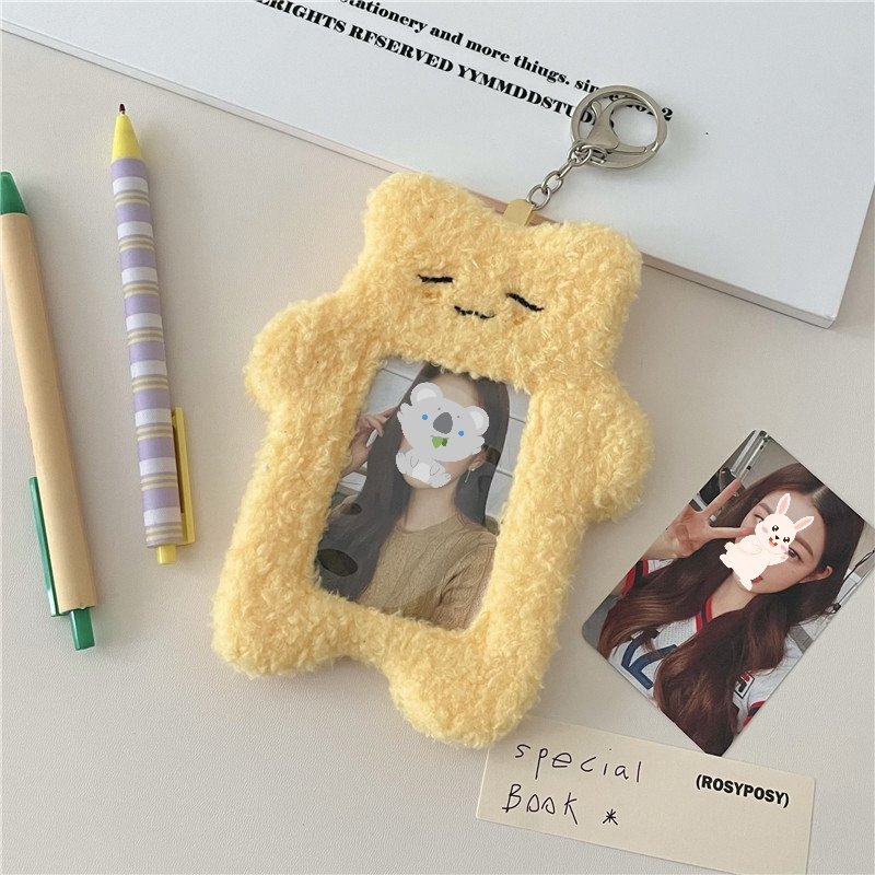 3 In cute plush bunny Rabbit cat idol kpop photocard keychain holder ID card badge holder Plush card holders for Kpop Photocards