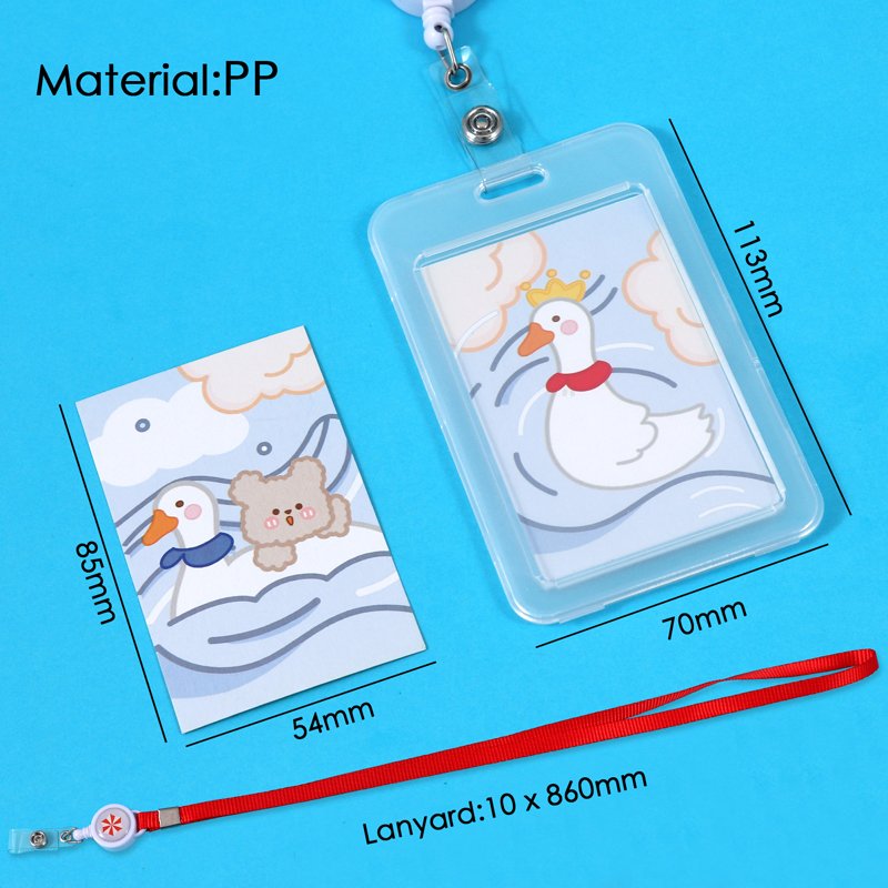 Foska Office Carton Design Plastic Name Card Badge Holder PP Material with Pull Reel for Name Tags and ID Badges