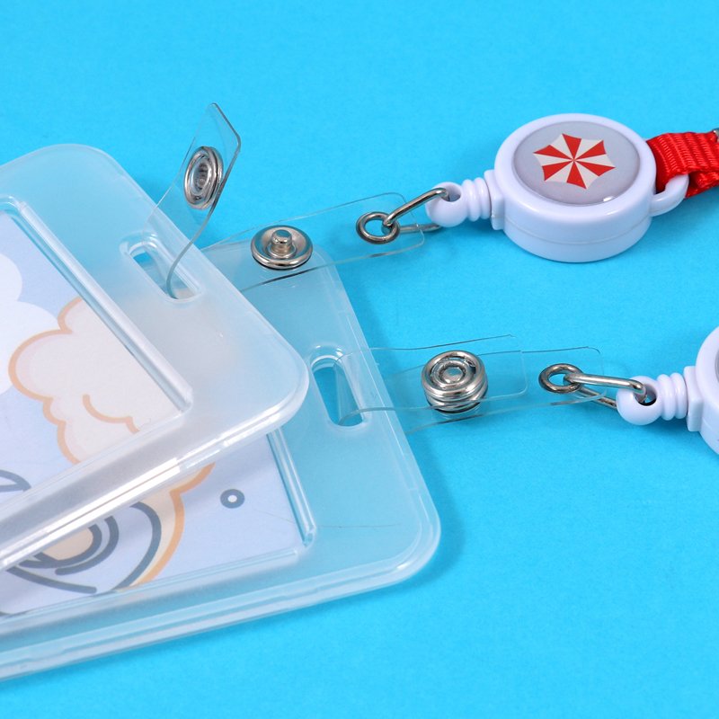 Foska Office Carton Design Plastic Name Card Badge Holder PP Material with Pull Reel for Name Tags and ID Badges