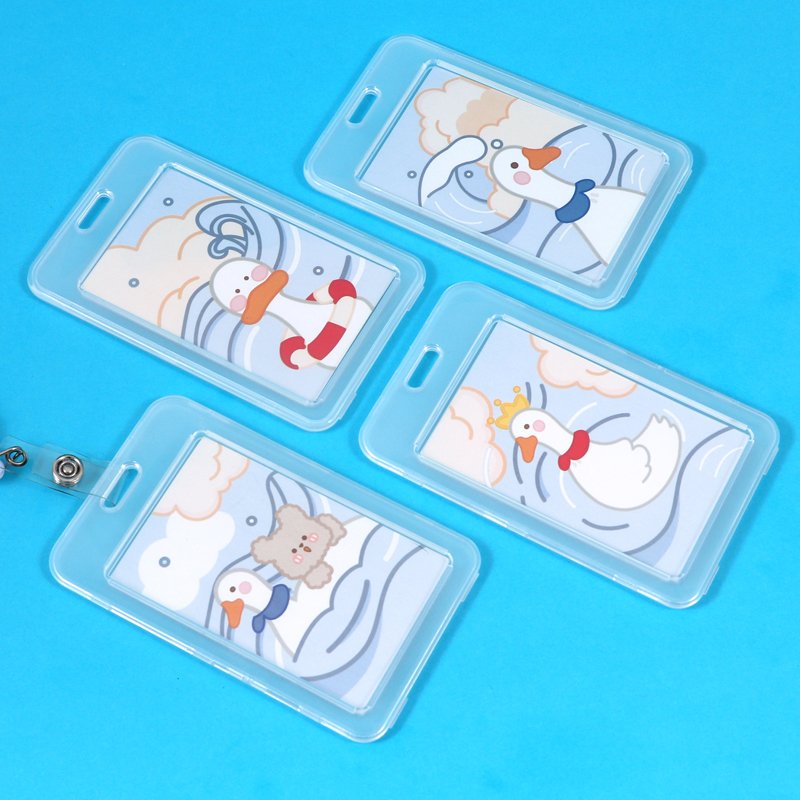 Foska Office Carton Design Plastic Name Card Badge Holder PP Material with Pull Reel for Name Tags and ID Badges