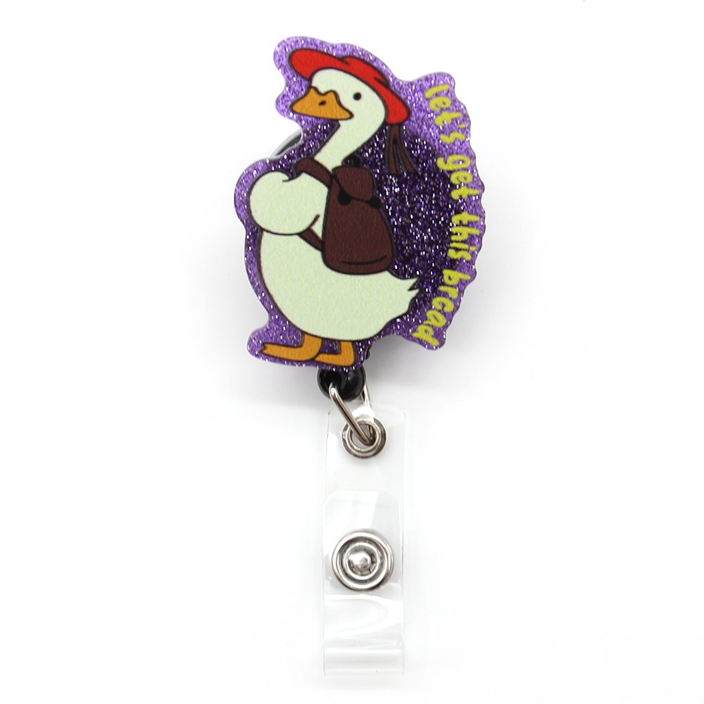 Funny Badge Reels Retractable Silly Goose Cow Turtle Badge Holder for Nurse Nursing Name Tag Card Accessories Glitter Badge Reel