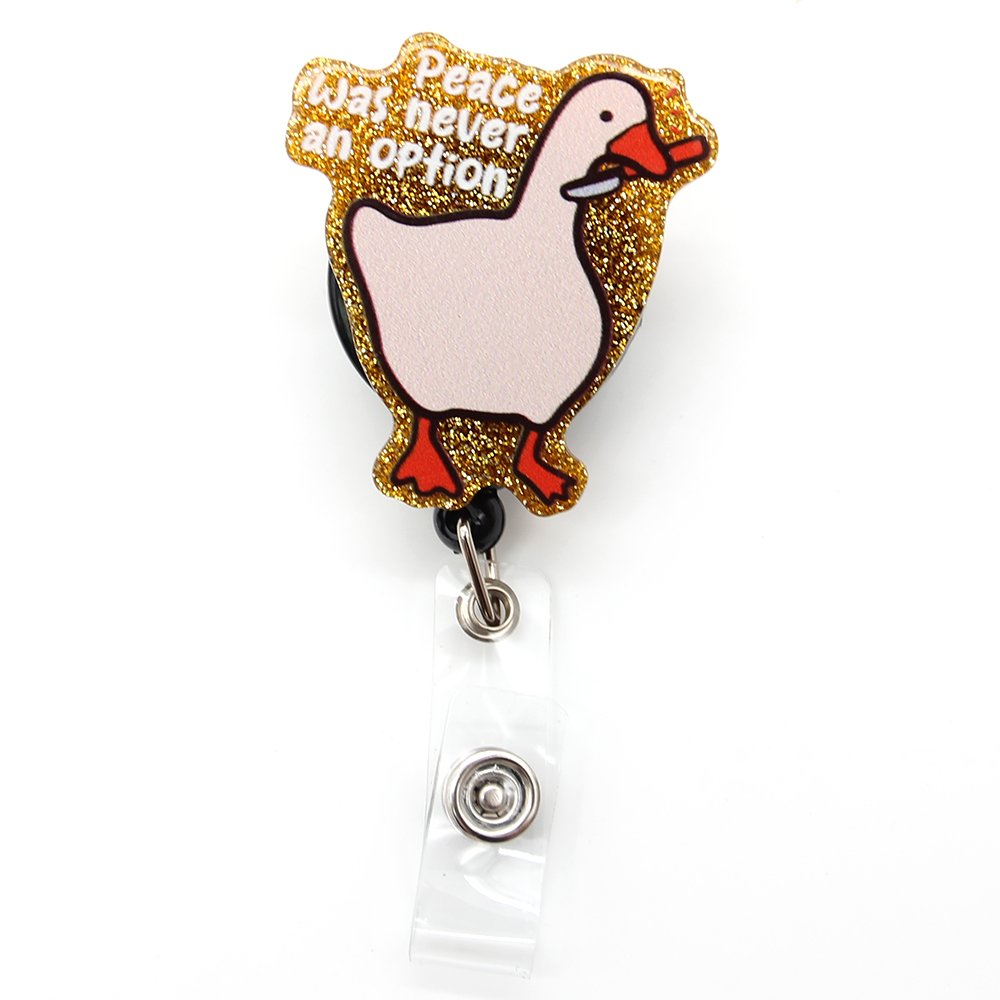 Funny Badge Reels Retractable Silly Goose Cow Turtle Badge Holder for Nurse Nursing Name Tag Card Accessories Glitter Badge Reel