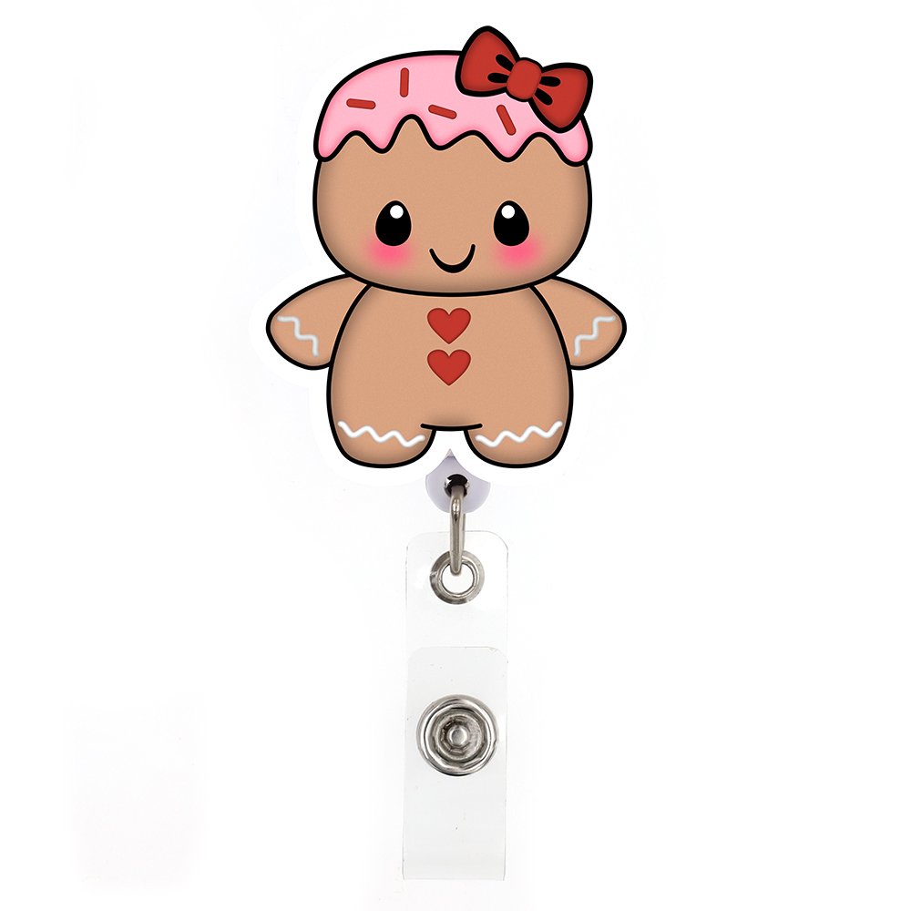 Custom Cartoon Christmas Badge Holder Penguin Bear Acrylic Plastic Holiday Badge Reel For Nurse Accessories