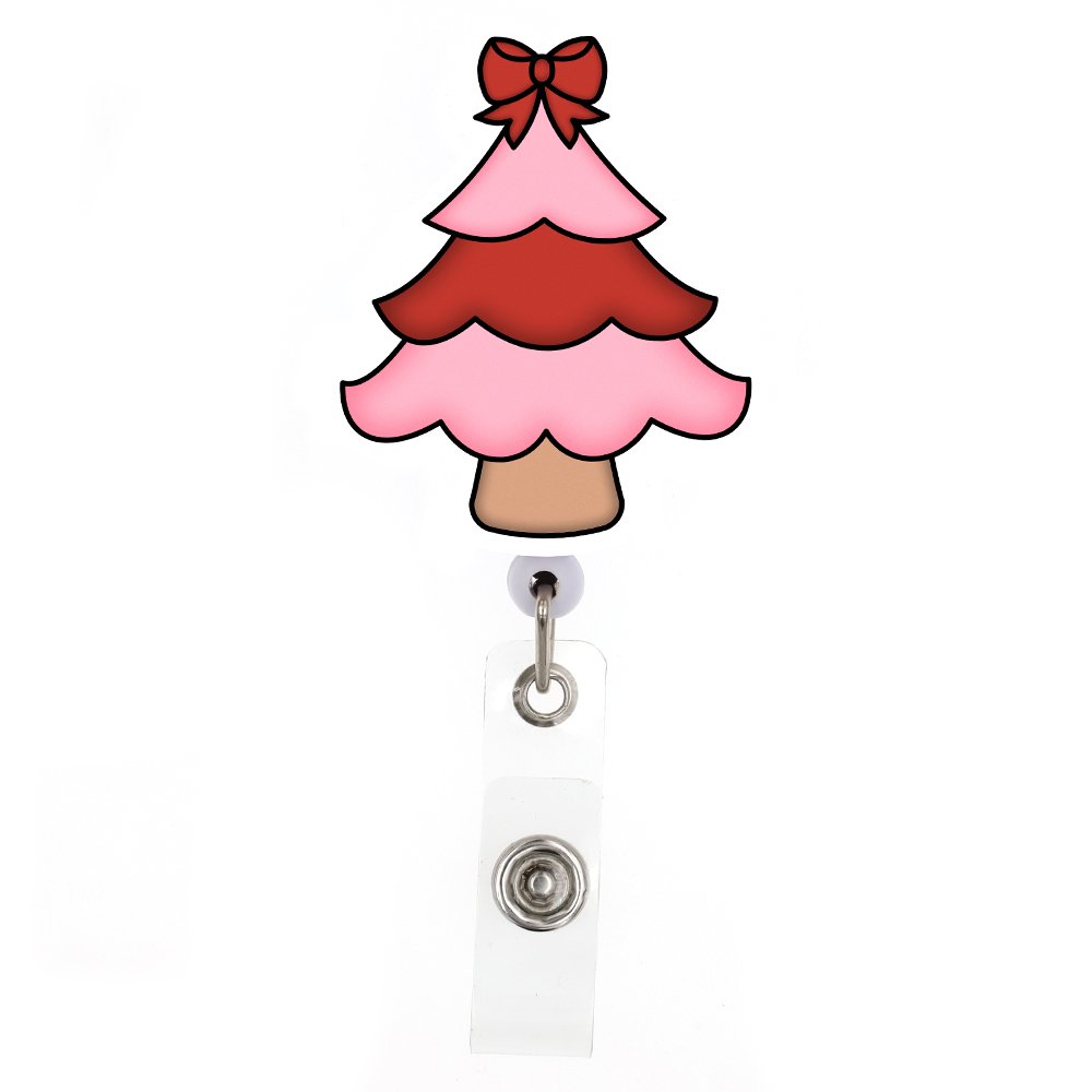 Custom Cartoon Christmas Badge Holder Penguin Bear Acrylic Plastic Holiday Badge Reel For Nurse Accessories