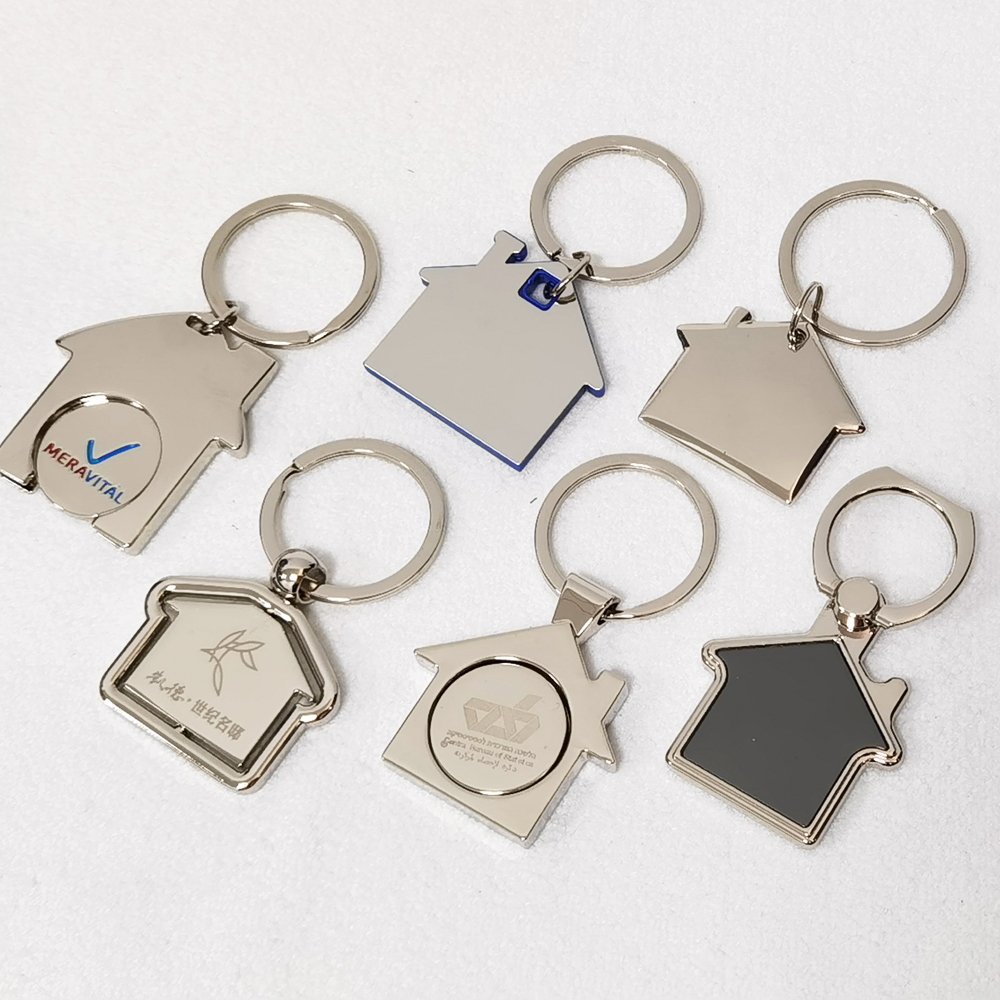 No Minimum Made Engraved Company Logo Name KeyChain Holder Blank Sublimation Custom Metal Key chains