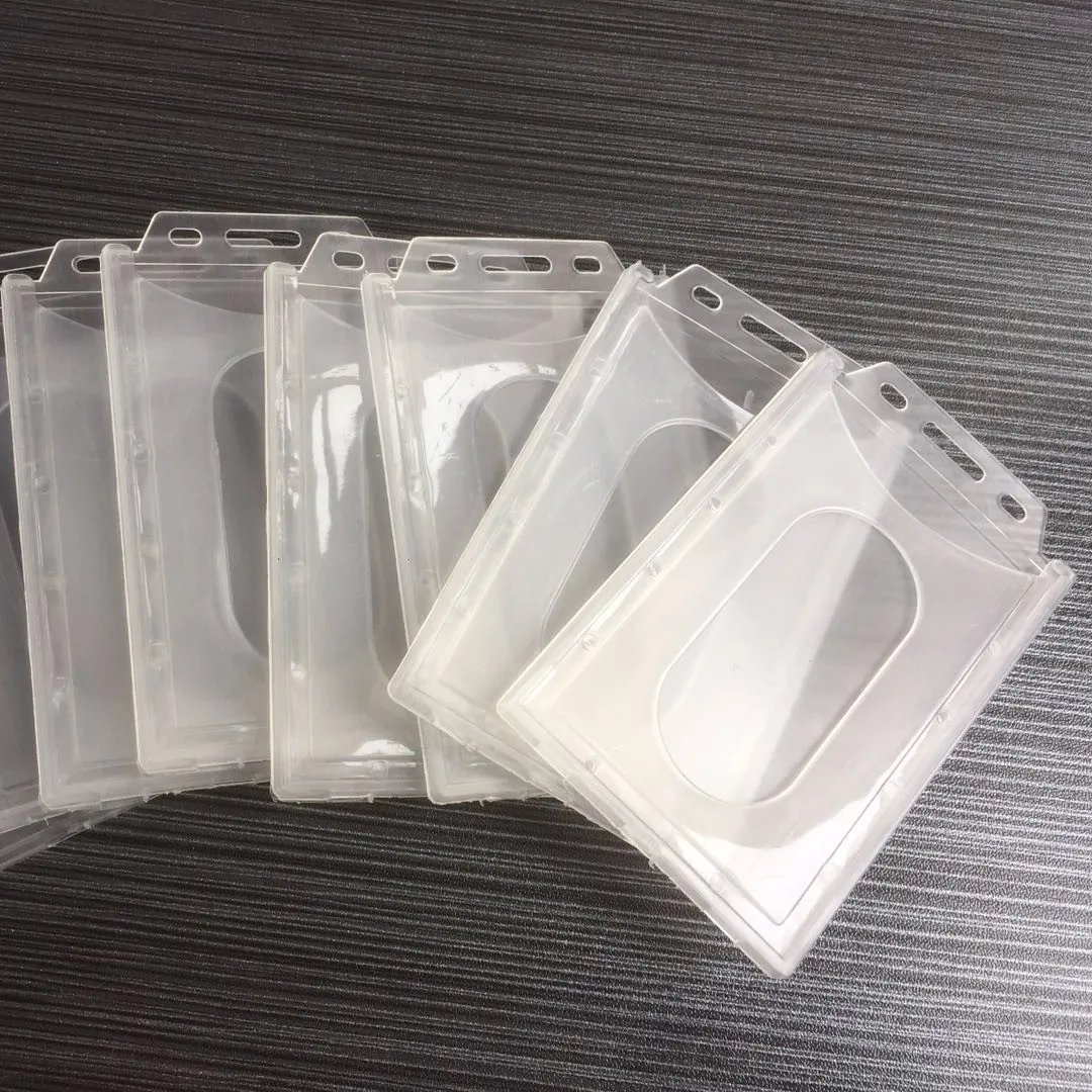 Vertical Hard Plastic Id Badge Holder Credentials Card Transparent Clear Business Office Travel