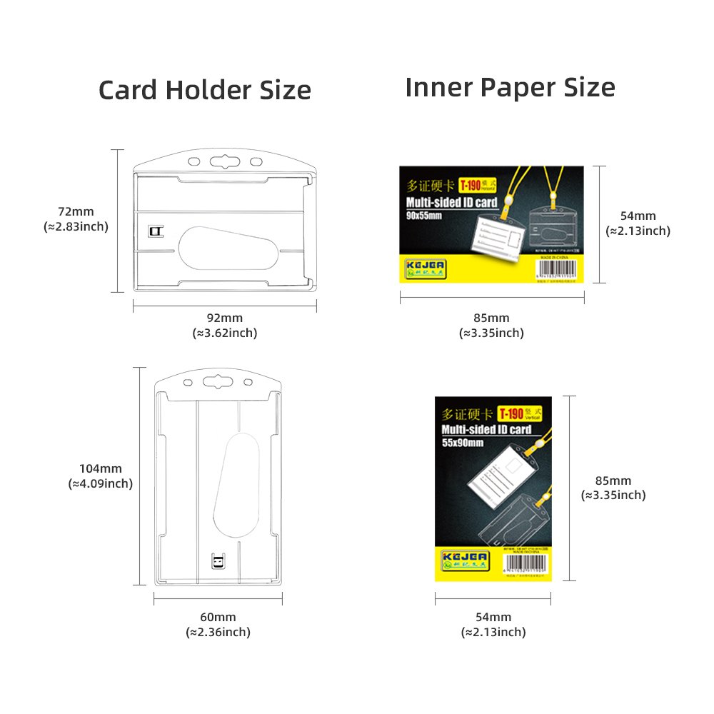 Hard Plastic Badge Holders Heavy Duty ID Credit Card Protector Thumb Slot Transparent Card Case