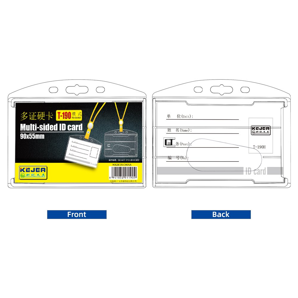 Hard Plastic Badge Holders Heavy Duty ID Credit Card Protector Thumb Slot Transparent Card Case