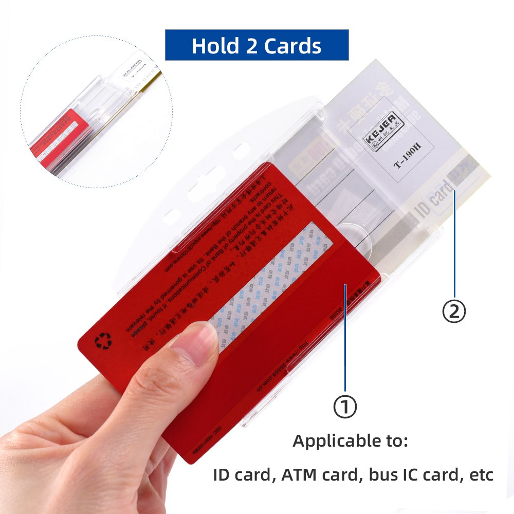 Hard Plastic Badge Holders Heavy Duty ID Credit Card Protector Thumb Slot Transparent Card Case