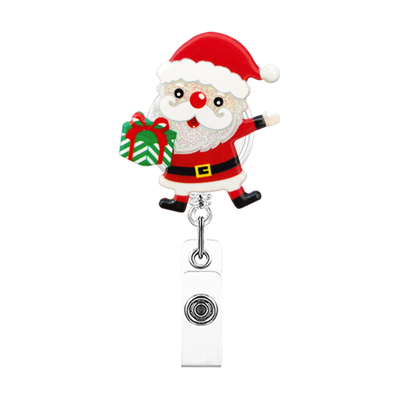 Christmas Glitter Acrylic Badge Reel Nurse/Officer Accessories ID card holder Badge Reel Alligator Clip Retractable Badge Reel