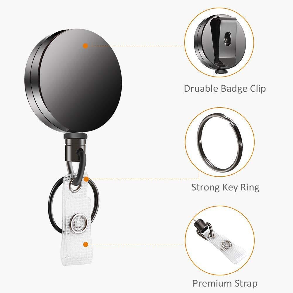 Metal ID card badge retractable buckle multifunctional belt clip keychain outdoor belt clip business card keychain reinforcement